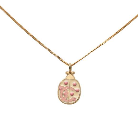 CHANEL Pink Logo Necklace